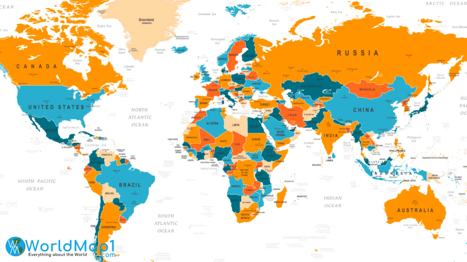Carte du monde et Russie